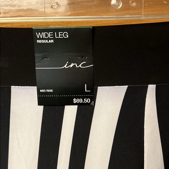 INC International Concepts Womens Striped Wide Leg Pant Black White Heritage‎ XL - Picture 7 of 11
